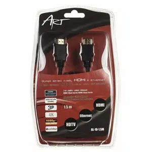 HDMI kabelis ART AL-10, HDMI vīrietis–vīrietis, 1,5 m, melns