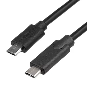 USB kabelis Akyga AK-USB-16 — Micro-USB B uz USB-C, USB 2.0, 1 m, melns