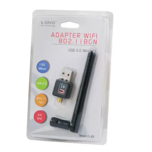 SAVIO CL-63 USB WLAN adapteris 150 Mbit/s Photo 2