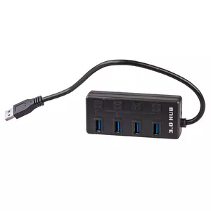 USB-концентратор Akyga AK-AD-33 — 4 порта USB 3.2 Gen 1 (Type-A), 500 Mbit/s, чёрный, питание от USB