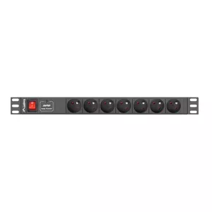 Lanberg PDU-07E-0200-BK pārsprieguma aizsargs Melns 7 Maiņstrāvas izvade (-s) 220 - 250 V 2 m