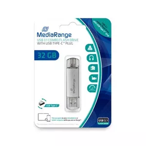 MediaRange MR936 USB zibatmiņa 32 GB USB Type-A / USB Type-C 3.2 Gen 1 (3.1 Gen 1) Sudrabs