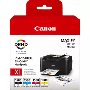 Оригинальный комплект картриджей Canon PGI-1500XL повышенной емкости, черный, голубой, пурпурный, желтый