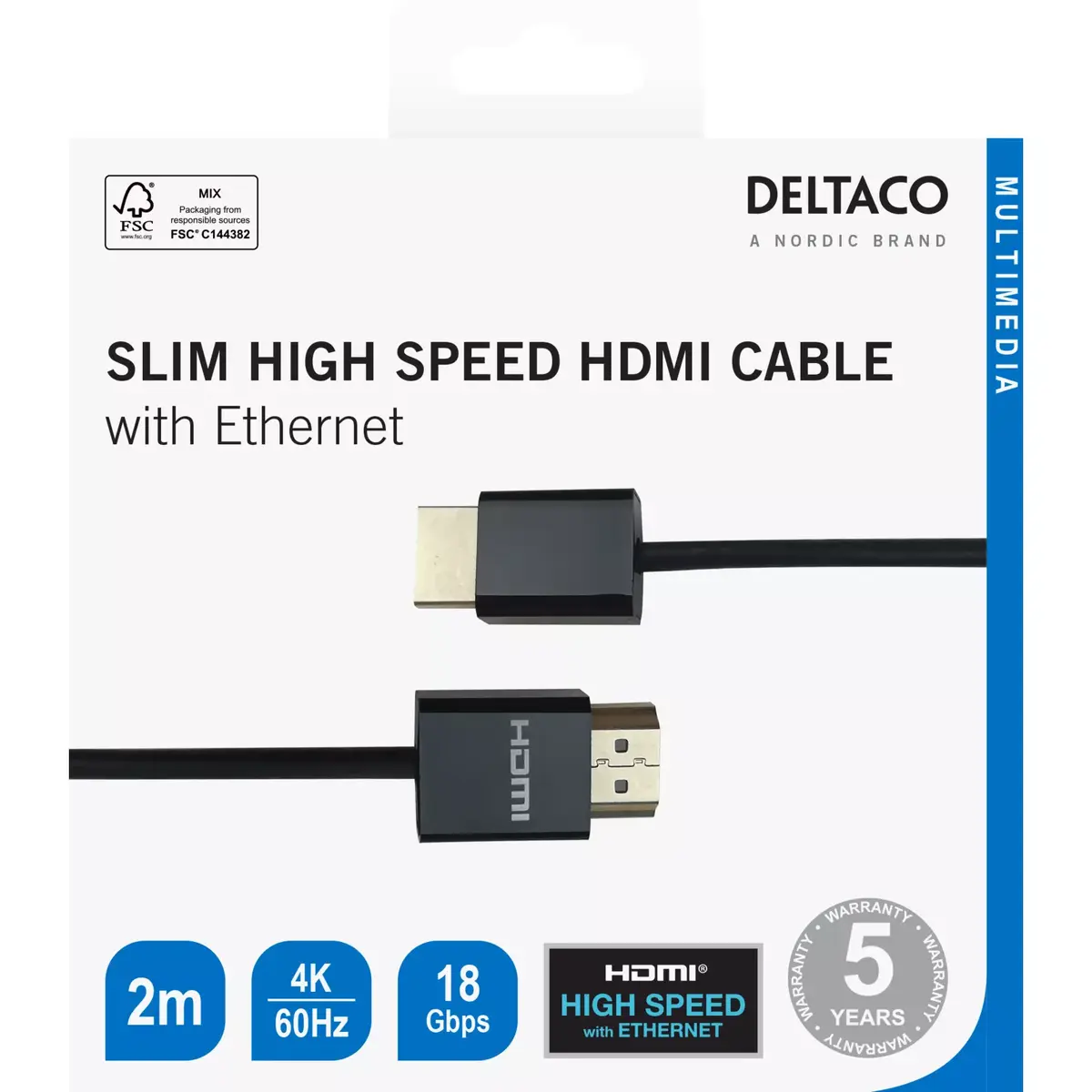 HDMI kabelis DELTACO R00100018 4K UHD 2 m Photo 4