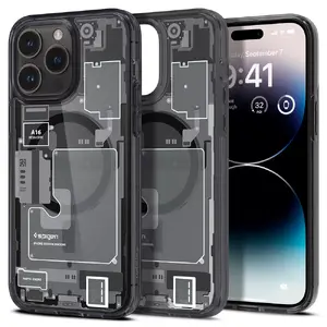 Spigen Ultra Hybrid Mag Zero One Cover for Apple iPhone 14 Pro Max, Black and White