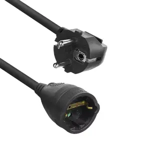 Удлинитель ACT Powercord CEE 7/7 мужской угловой CEE 7/7 женский черный 10 м