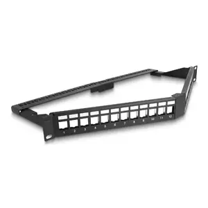 DeLOCK 19" Keystone Patch Panel 24 port with strain relief 1U angled black