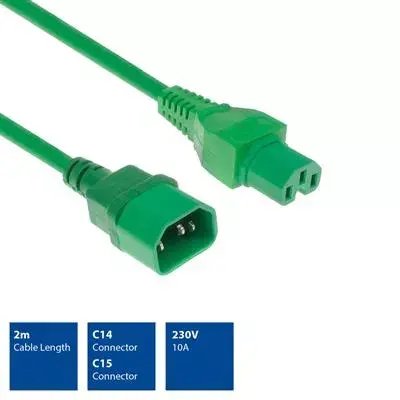 Кабель ACT C14 - C15 зеленый 2 м Photo 4
