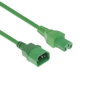 Powercord C14 - C15 green 0.6 m ACT AK5302 250 V 10 A