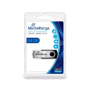 MediaRange 64GB USB 2.0 USB флеш накопитель USB Type-A / Micro-USB Черный, Серебристый