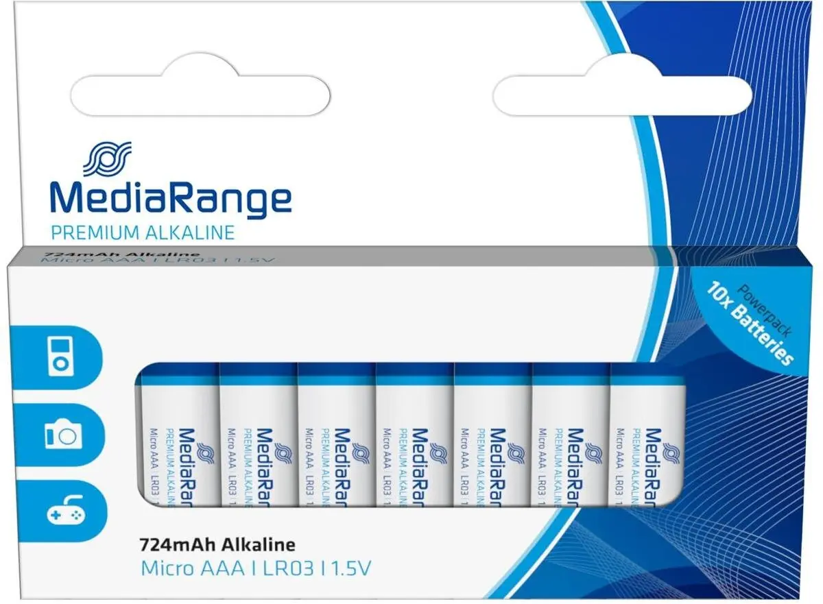 Vienreiz lietojama alkaliskā AAA/LR03 baterija MediaRange