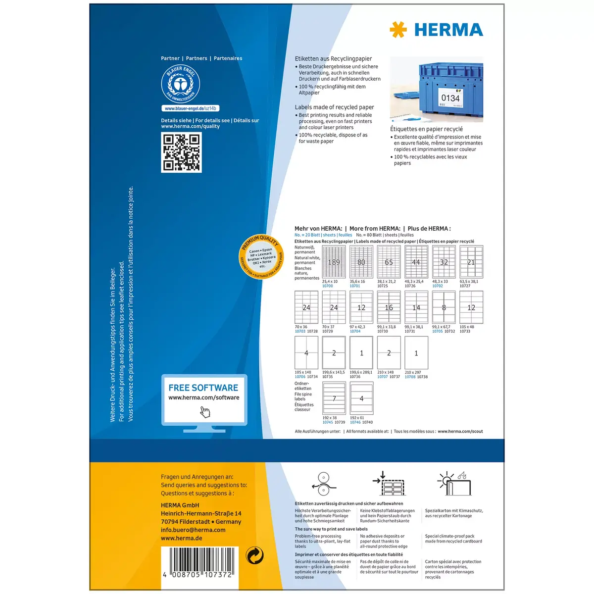 Pašlīmējošās printera etiķetes HERMA 10737 Photo 2