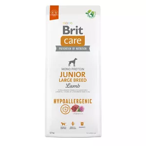 Сухой корм для собак Brit Adult Lamb & Rice 12 кг — гипоаллергенный, 28% белка, 16% жира, для крупных пород (юниоры)