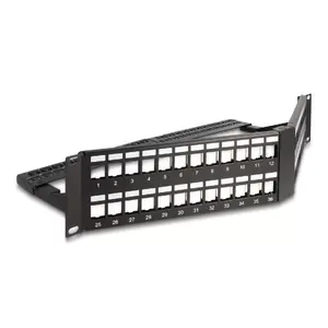 DeLOCK 19" Keystone Patch Panel 48 port with strain relief 2U angled black