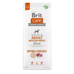 Сухой корм для собак Brit Care Hypoallergenic Adult Medium Breed с ягнёнком 12 кг, белок 26%, жир 16%