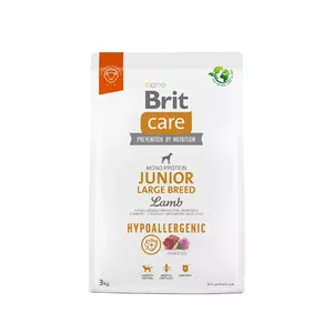 Сухой корм для щенков Brit Care Hypoallergenic Junior Large Breed Lamb 3 кг — полный рацион для крупных пород