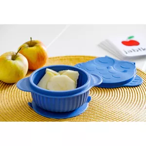 INNOGIO snack bowl with lid GIOfresh OWL, blue, 6m +, GIO-910BLUE