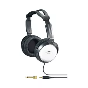 Проводные накладные наушники JVC HA-RX500-E — динамики 40 мм, 10–22 000 Гц, кабель 3,5 м, золотое покрытие разъёма, адаптер 6,3 мм, 194 г