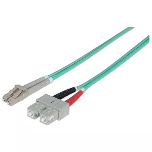 Optiskā šķiedru patch kabelis Intellinet OM3 LC/SC 1m Aqua Duplex Multimode 50/125 µm LSZH