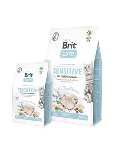 Sausais kaķu barība VAFO PRAHS Brit Care Cat Grain-Free Sensitive 7 kg — Pieaugušiem, Ābols, Kumelīte, Koksrieksts, Brūklenes, Siļķe, Kukainis, Aknas, Zirņi