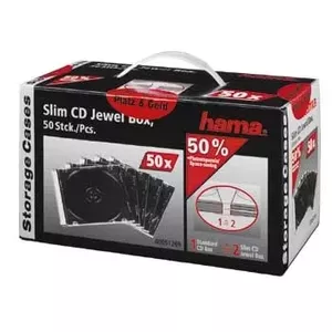 CD Slim Jewel Case Hama 51269 iepakojums 50 gab 1 disks Caurspīdīgs
