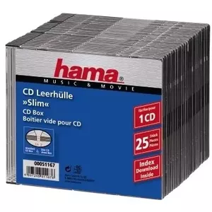 CD Slim Box Hama 00051167 melns iepakojums 25 gab 1 disks