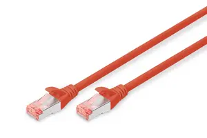 Digitus CAT 6 S/FTP Patch Cable, 1 m, Red, RJ-45 Male to RJ-45 Male, Shielded Network Cable