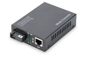 Двунаправленный гигабитный медиаконвертер Digitus DN-82123 с интерфейсами RJ45 и SC, скорость передачи данных 1000 Мбит/с, поддержка одномодового волокна, длина волны 1550 нм, максимальная дальность передачи 20000 м