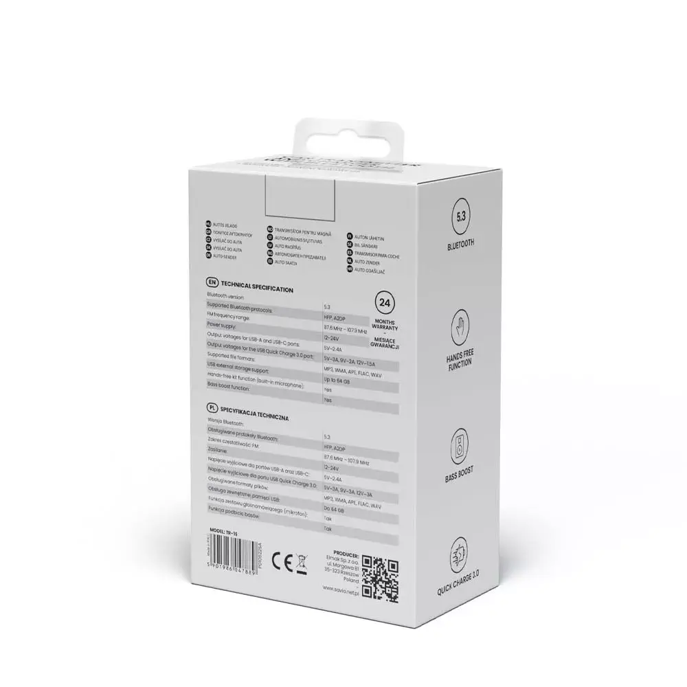 FM‑трансмиттер SAVIO TR-15 Bluetooth 87.6–107.9 МГц Photo 9