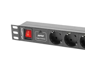 Блок распределения питания Lanberg PDU-07F-0200-BK 1U Горизонтальный Черный 7 розеток Type F 16А 220-250В Кабель 2м