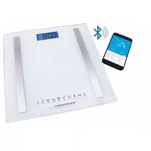 Electronic personal scale ESPERANZA EBS016W — tempered glass, 180 kg capacity, Bluetooth, LCD, 8 users