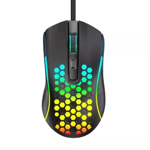 Aula S11 Rainbow backlight Wired Gaming Optical mouse 4 buttons 1200-3600dpi with ventilation holes Black