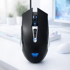 Mouse AULA S50 Multi-color Lighting Wired Gaming Optical Mouse 7 Buttons 800-4800dpi Ergonomic Black
