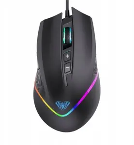 Mouse AULA F805 Multi-color Lighting Wired Gaming Optical Mouse 7 Buttons 800-6400dpi 4000FPS 32ips Black