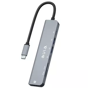 Aula UC-902 7в1 Hub адаптер USB-C на Hdmi 4K 60Hz / SD / PD заряд / USB-C / Micro SD / 2x USB