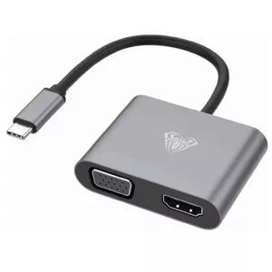 Aula UC-901 2в1 Видео адаптер - переходник с USB-C на Hdmi 4K 30Hz / VGA монитор