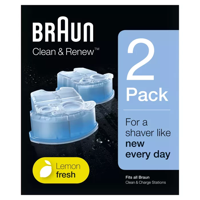 Braun Clean & Renew Refill Cartridges CCR, Lemon Fresh, 2 Pack