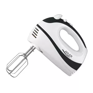 Hand mixer Adler AD 4205 — 300 W, 5 speeds, turbo, dough hooks and beaters, white/black