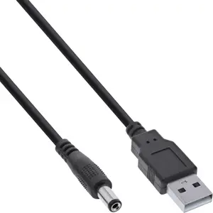 Кабель-адаптер InLine USB A штекер на DC 5.5x2.5мм, 5В, черный, 1м