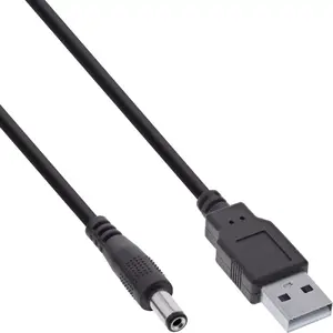DC power adapter cable InLine USB A to 5.5×2.1 mm, 1 m, black