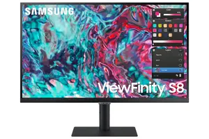 Samsung S80TB 27-inch 4K Ultra HD LED computer monitor with 3840 x 2160 resolution, built-in USB hub, speakers, and ergonomic height adjustment