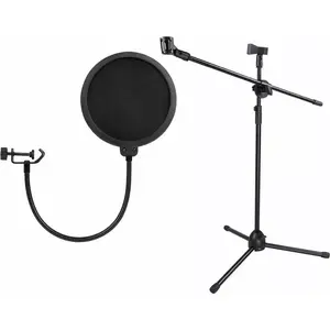 Mikrofona statīvs Xrec SB4524 ar pop-filtru — trīs kāju konstrukcija, regulējams augstums