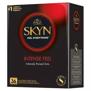Condoms SKYN Intense Feel 36 pcs — SKYN polyisoprene (Skynfeel), ribbed, lubricated, latex-free, vegan