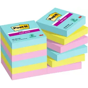 Post-It Note Paper 3M 622-12SS-COS Square Blue Green Pink 90 Sheets