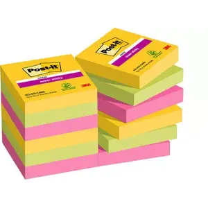 Self-adhesive Note Paper 3M Post-It 622-12SS-CARN — Square 47.6×47.6 mm, 90 sheets, Green/Pink/Yellow
