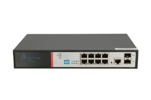 Pārvaldāms PoE komutators Extralink VICTOR ar 8 Gigabit PoE/PoE+ portiem, 2 SFP slotiem, 1 konsoles portu un 150W jaudas budžetu, L2/L4 statnē montējams