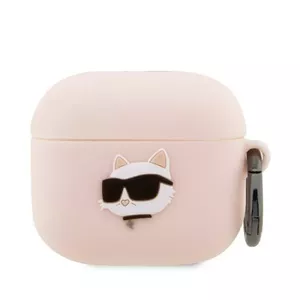 Silikona maks priekš AirPods 3 Karl Lagerfeld KLA3RUNCHP rozā ar 3D Choupette galvu