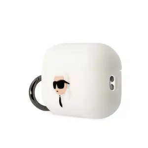 Silikona aizsargvāciņš AirPods Pro 2 — Karl Lagerfeld KLAP2RUNIKH balts ar 3D Karl Head