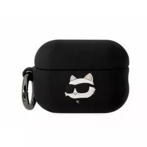 Karl Lagerfeld AirPods Pro 2 vāciņš KLAP2RUNCHK melns silikona 3D Choupette Head — aizsargvāciņš uzlādes kastītei