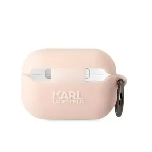 Karl Lagerfeld AirPods Pro 2 silicone cover KLAP2RUNCHP — pink 3D Choupette Head